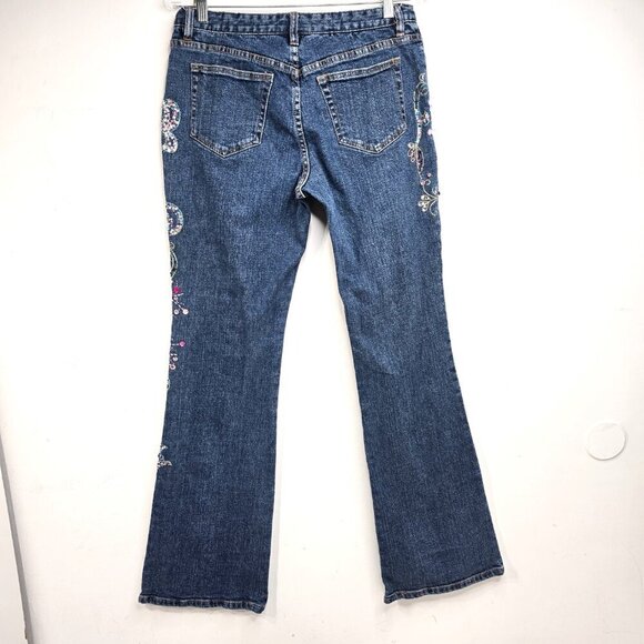 Vintage Cache Embellished Y2K 90s Low Rise Boot Cut Denim Jeans 34" Inseam - Picture 4 of 10